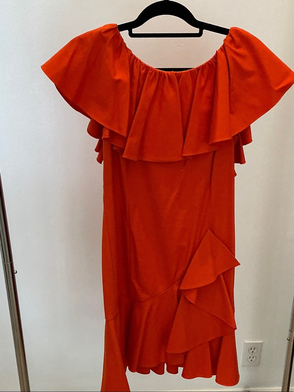 Off-Shoulder Ruffled Red Women’s Dress
